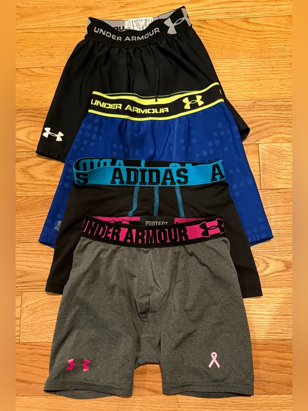 Under Armour boxer briefs and compression shorts YS breast cancer awareness